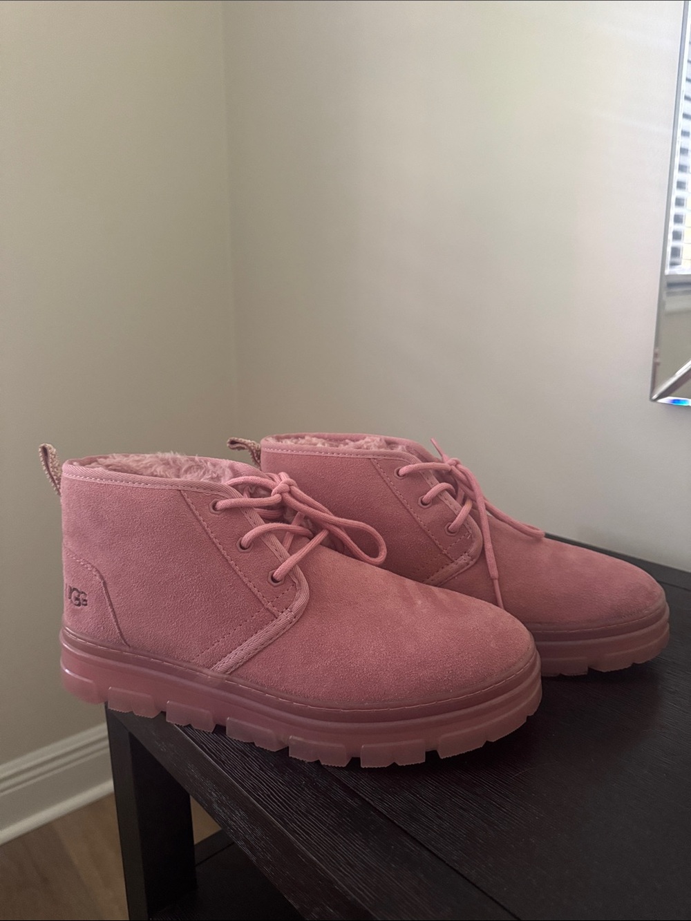 UGG Neumel Boot - Pink Suede Lace-Up Winter Boots